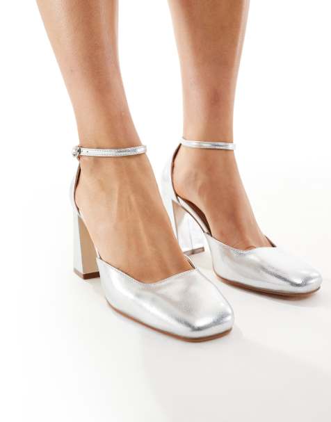 SEQWL Levante block heeled shoes in PU silver - view 1