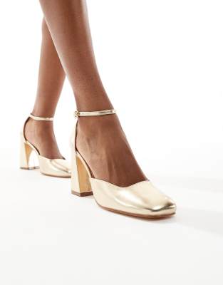 SEQWL - Levante - Schuhe aus Kunstleder in Gold mit Blockabsatz-Goldfarben