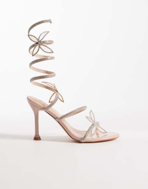 SEQWL - Liquorice - Sandali con tacco avvolgenti color oro decorati - view 1
