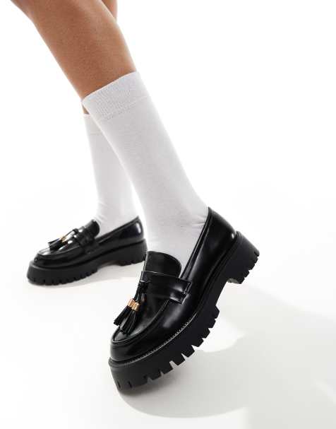 SEQWL - Loafers met dikke zool en kwastjes in zwart - view 1