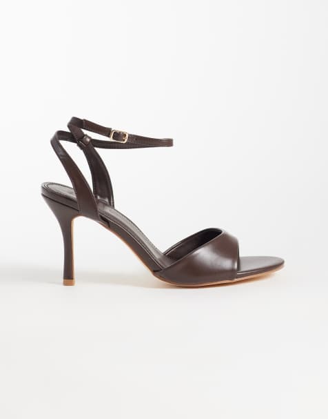 SEQWL Lolly heeled sandal in chocolate brown - view 1