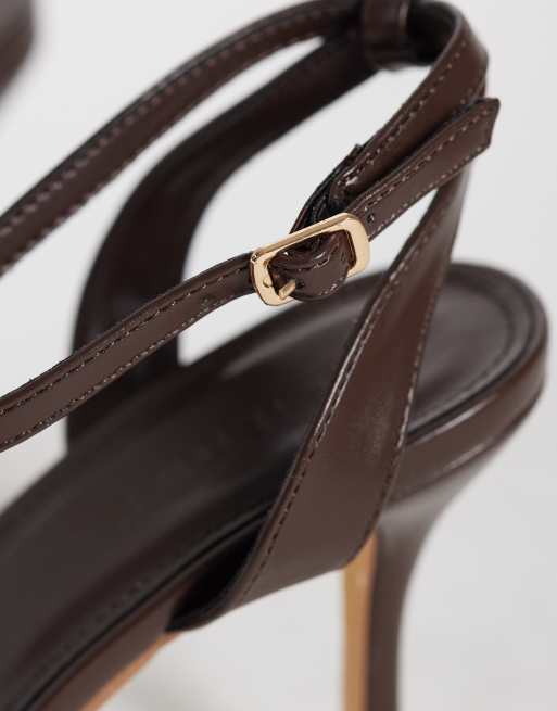 SEQWL Lolly heeled sandals in chocolate brown, 2 of 4