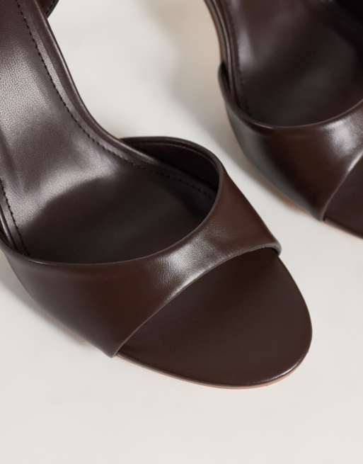 SEQWL Lolly heeled sandals in chocolate brown, 4 of 4