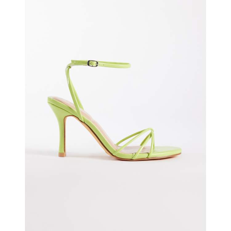 SEQWL Lolly heeled sandals in lime | ASOS