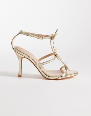 Seqwl Lolly Heeled Sandals With Starfish Embellishment In Gold