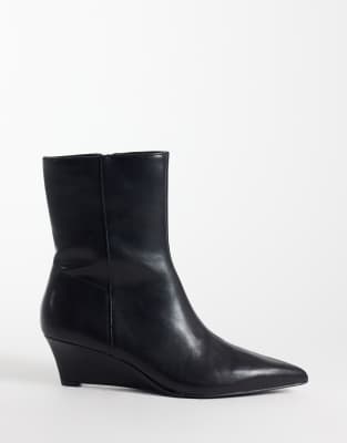 Seqwl Lumiere Refined Wedge Ankle Boots In Black