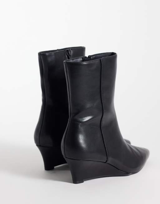 SEQWL Lumiere refined wedge ankle boots in black, 4 of 4