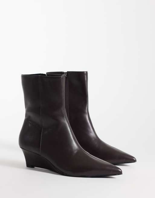 SEQWL Lumiere refined wedge ankle boots in chocolate brown, 2 of 4