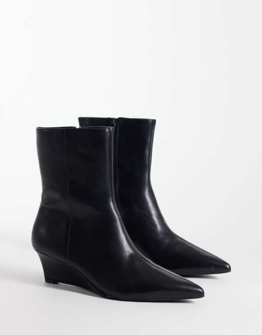 SEQWL Lumiere refined wedge heel ankle boots in black, 2 of 4