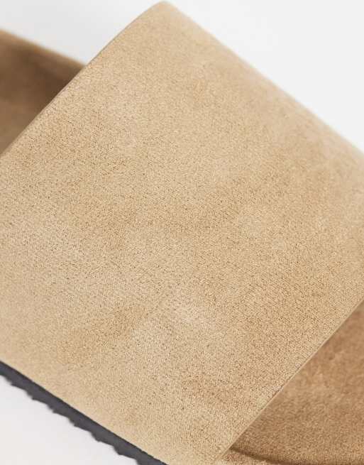 SEQWL – Marina – Klapki z imitacji zamszu w kolorze taupe, 3 z 4