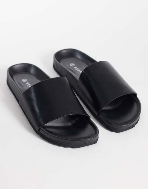 SEQWL Marina sliders in black PU - view 1