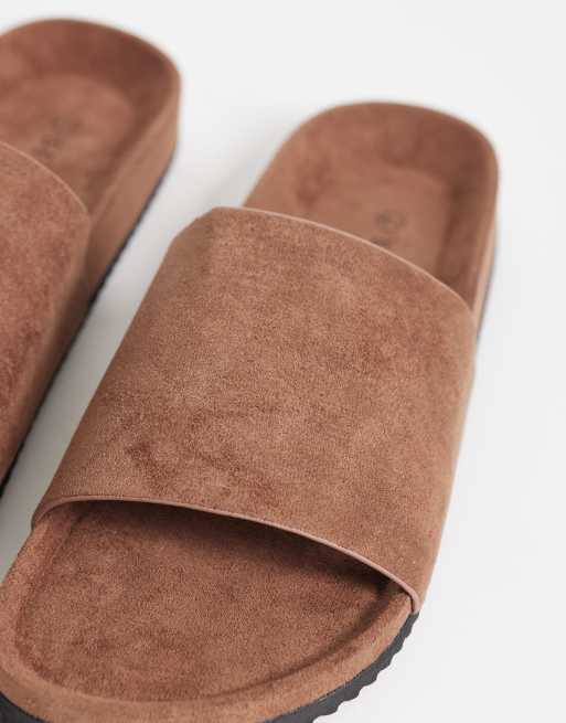 SEQWL Marina sliders in choc faux suede - BROWN, 3 of 4