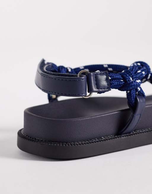 SEQWL – Marinblå sandaler med reprem och tårem, 3 av 4
