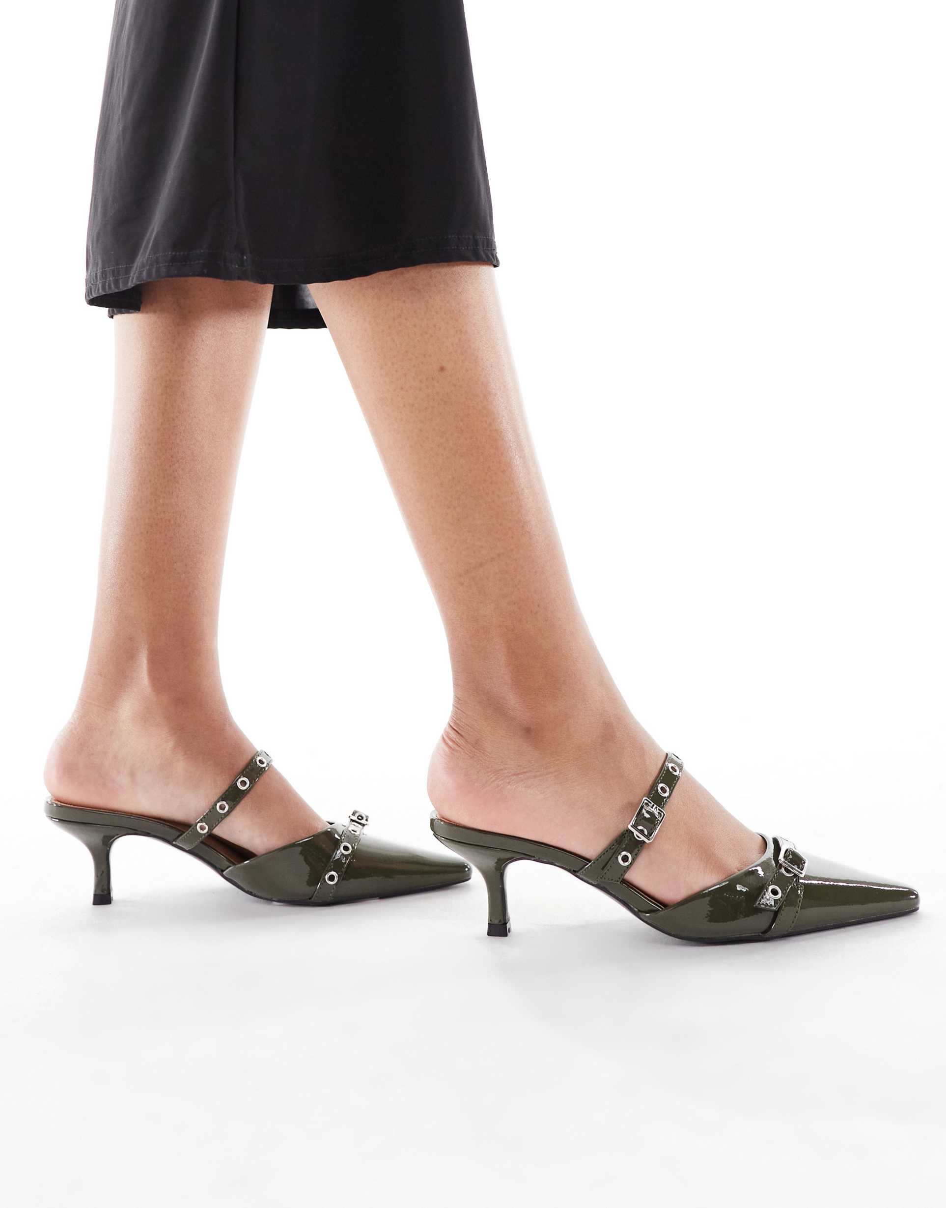 seqwl maybach buckle detail mule sandals in olive