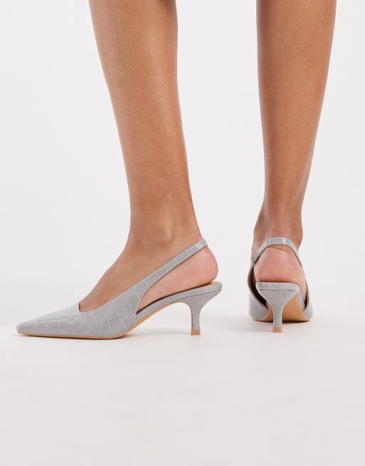 SEQWL – Maybach – Schuhe in Kroko-Grau mit Fersenriemchen und Pfennigabsatz, 3 von 4