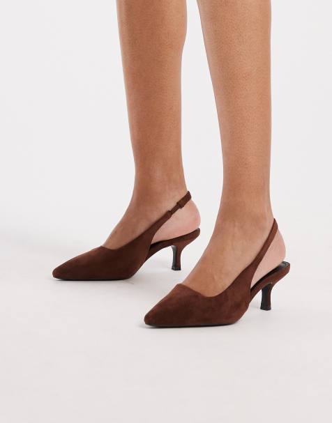 SEQWL - Maybach - Slingback kitten hakken van suède met brede pasvorm in bruin - view 1