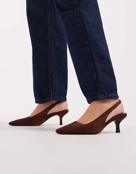 SEQWL Maybach slingback kitten heels in brown suede - view 1