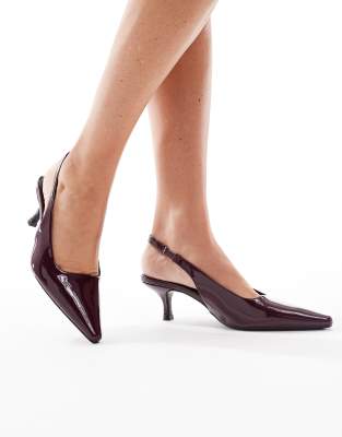 Maybach slingback kitten heels in dark berry-Red