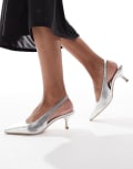 [SEQWL] SEQWL Maybach slingback kitten heels in silver foil 41 Silver foil
