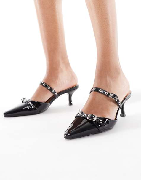 SEQWL - Maybach - Sorte mule-sandaler med spændedetaljer - view 1