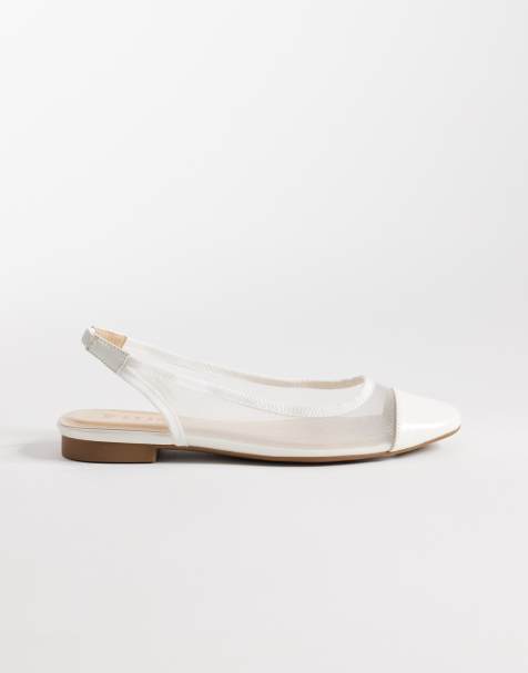 SEQWL mesh sling back ballet flat in white - view 1