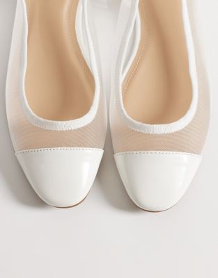 Seqwl Mesh Sling Back Ballet Flat In White