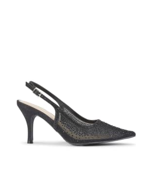  Mesh slingback shoes mid heel pumps 
