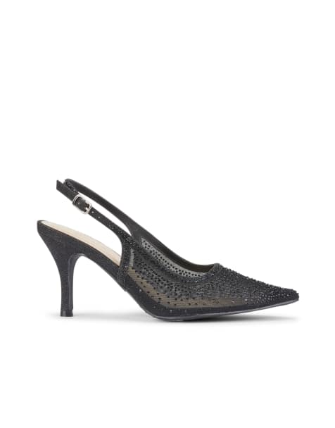 SEQWL Mesh slingback shoes mid heel pumps in black - view 1