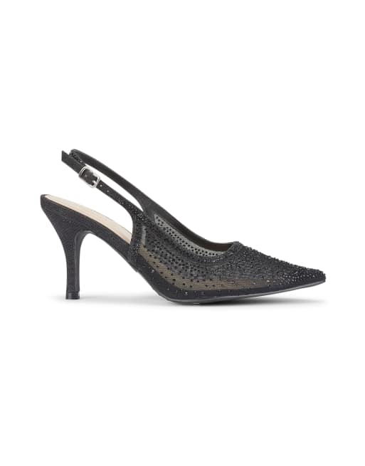 SEQWL Mesh slingback shoes mid heel pumps in black, 3 of 5
