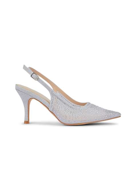 SEQWL Mesh slingback shoes mid heel pumps in silver - view 1