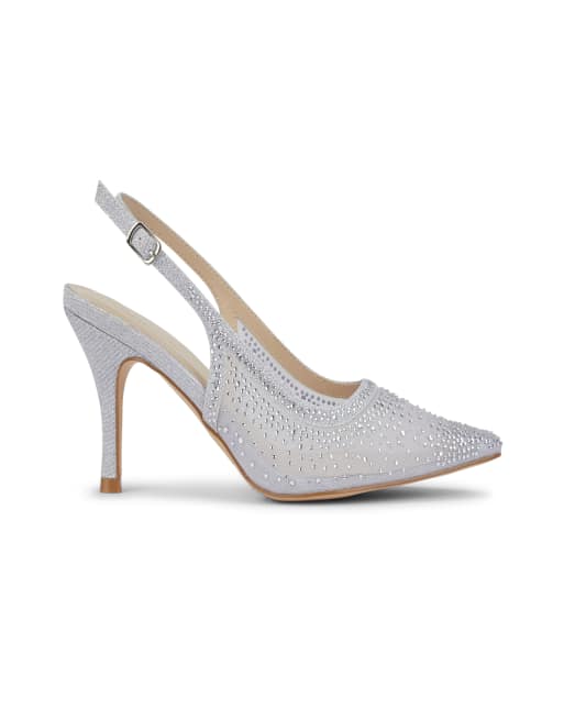 SEQWL Mesh slingback shoes mid heel pumps in silver, 3 of 5