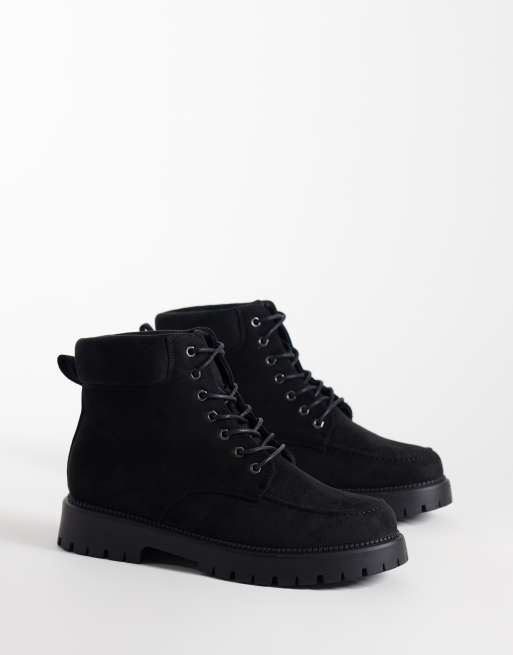 SEQWL Mexton boots i mockaimitation med grov sula och snörning i svart, 2 av 4