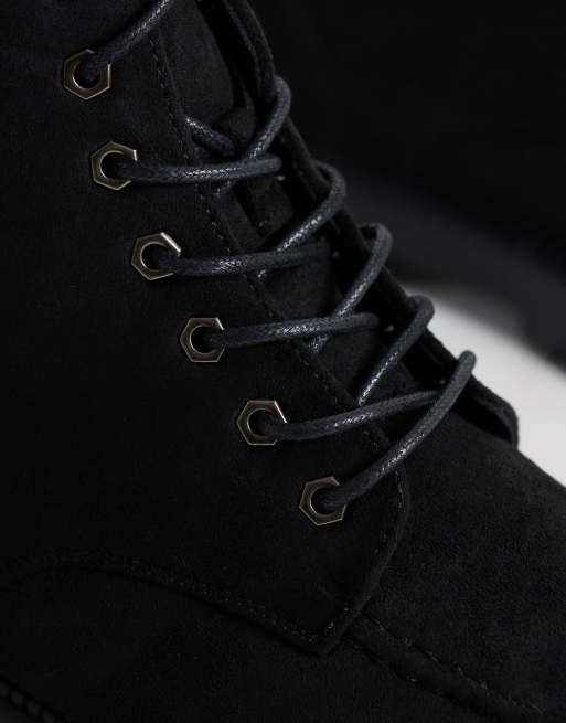 SEQWL Mexton boots i mockaimitation med grov sula och snörning i svart, 3 av 4
