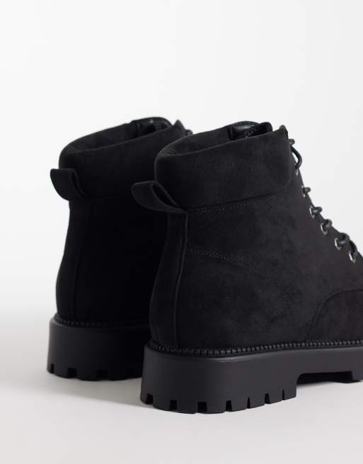 SEQWL Mexton boots i mockaimitation med grov sula och snörning i svart, 4 av 4