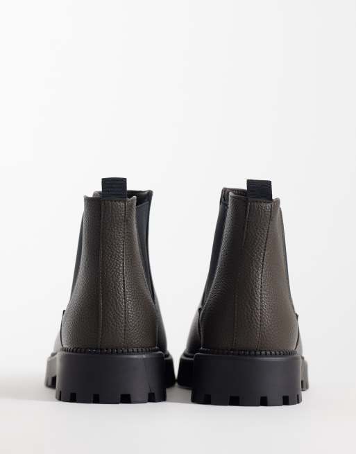 SEQWL Mexton chunky chelsea boots in brown, 4 of 4