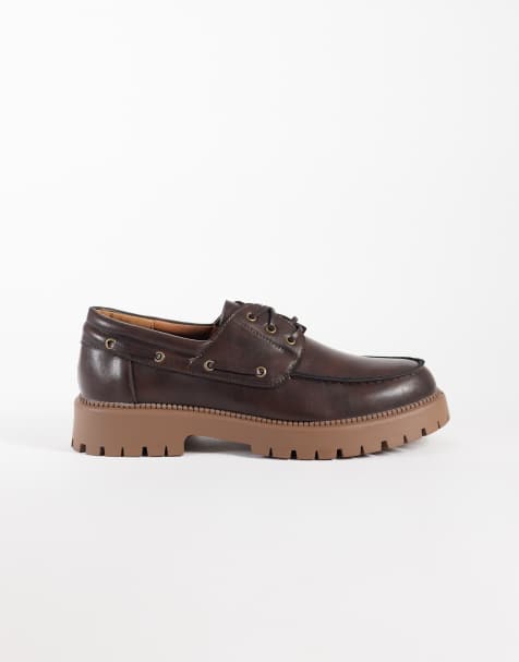 SEQWL Mexton chunky lace up boat shoes in brown - view 1