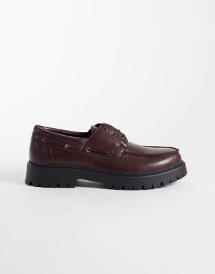 Seqwl Mexton Chunky Lace Up Boat Shoes In Red