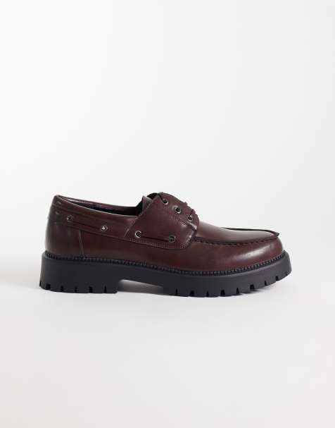 SEQWL Mexton chunky lace up boat shoes in burgundy - view 1