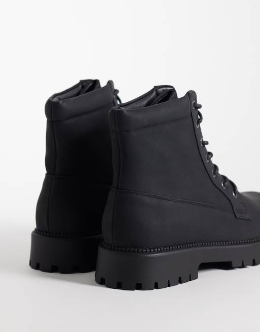 SEQWL Mexton chunky lace up boots in black, 4 of 4
