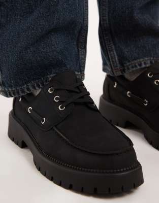 Seqwl Mexton Chunky Lace Up Shoes In Black