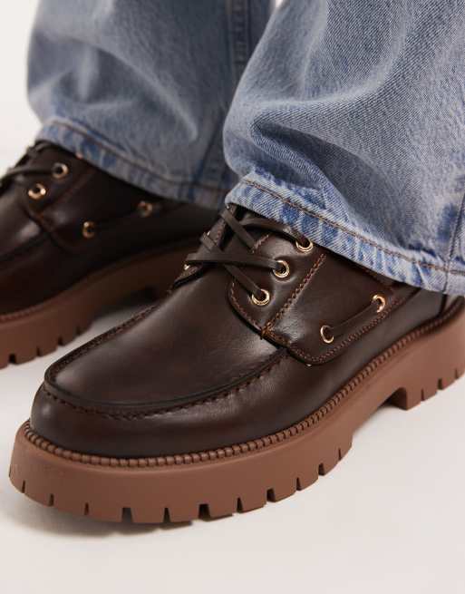 SEQWL Mexton chunky lace up shoes in brown