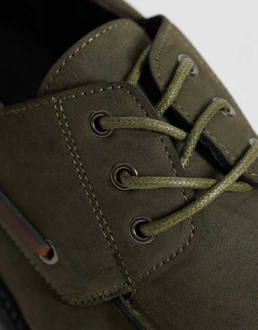 SEQWL Mexton chunky lace up shoes in green, 3 of 4