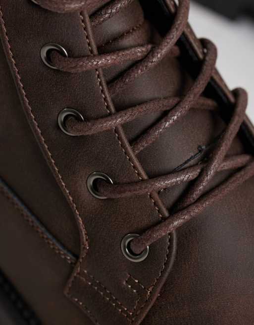 SEQWL Mexton faux suede chunky lace up boots in brown, 2 of 4