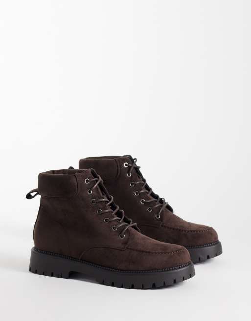 SEQWL Mexton faux suede chunky lace up desert boots in brown, 2 of 4