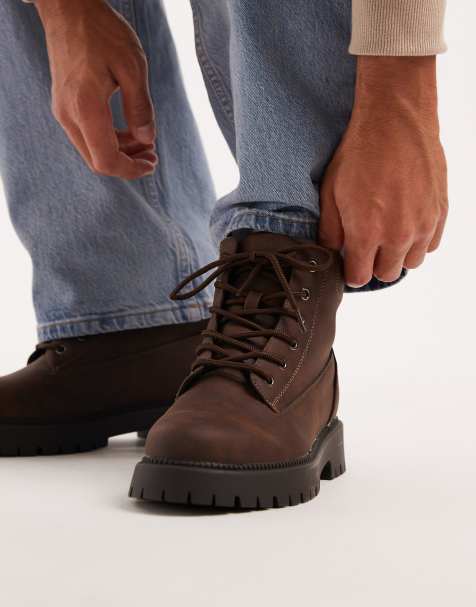 SEQWL Mexton lace-up chunky boots in faux-suede chocolate - view 1