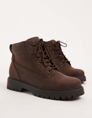 Seqwl Mexton Lace Up Chunky Boots In Brown