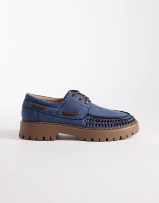 Seqwl Mexton Lace Up Chunky Shoes In Blue