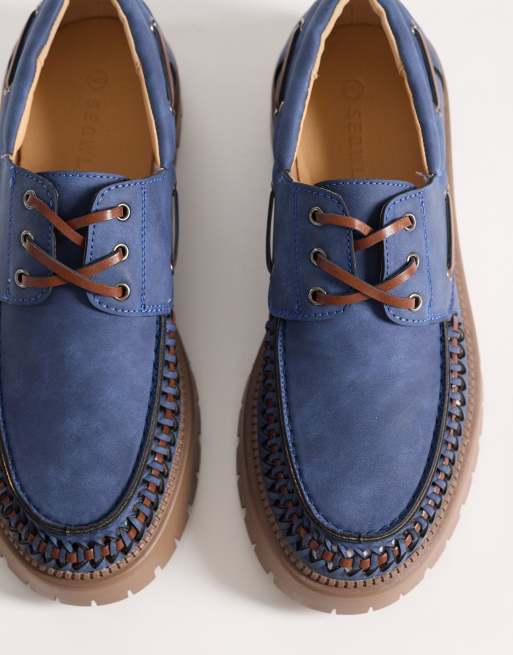 SEQWL - Mexton - Scarpe stringate blu con suola spessa, 2 di 4