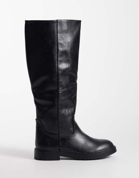 SEQWL Mickey pull on knee boots in black - view 1