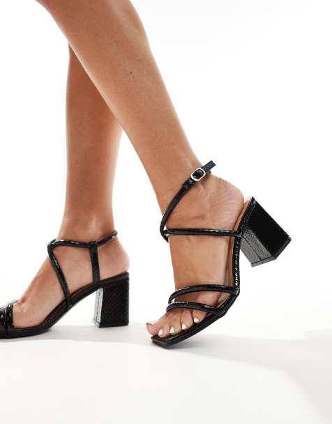 Ladies black strappy shoes online